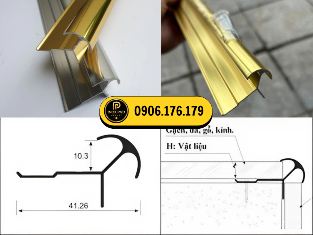 Nẹp nhôm bo góc tròn 2 cánh ứng dụng cho showroom tại Hồ Chí Minh Đồng Nai Tây Ninh