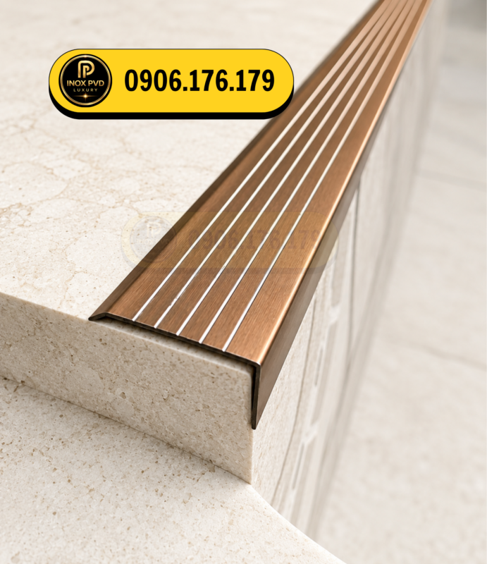 Nẹp inox chống trơn bền đẹp cho cầu thang tại Hồ Chí Minh Bình Dương Vũng Tàu